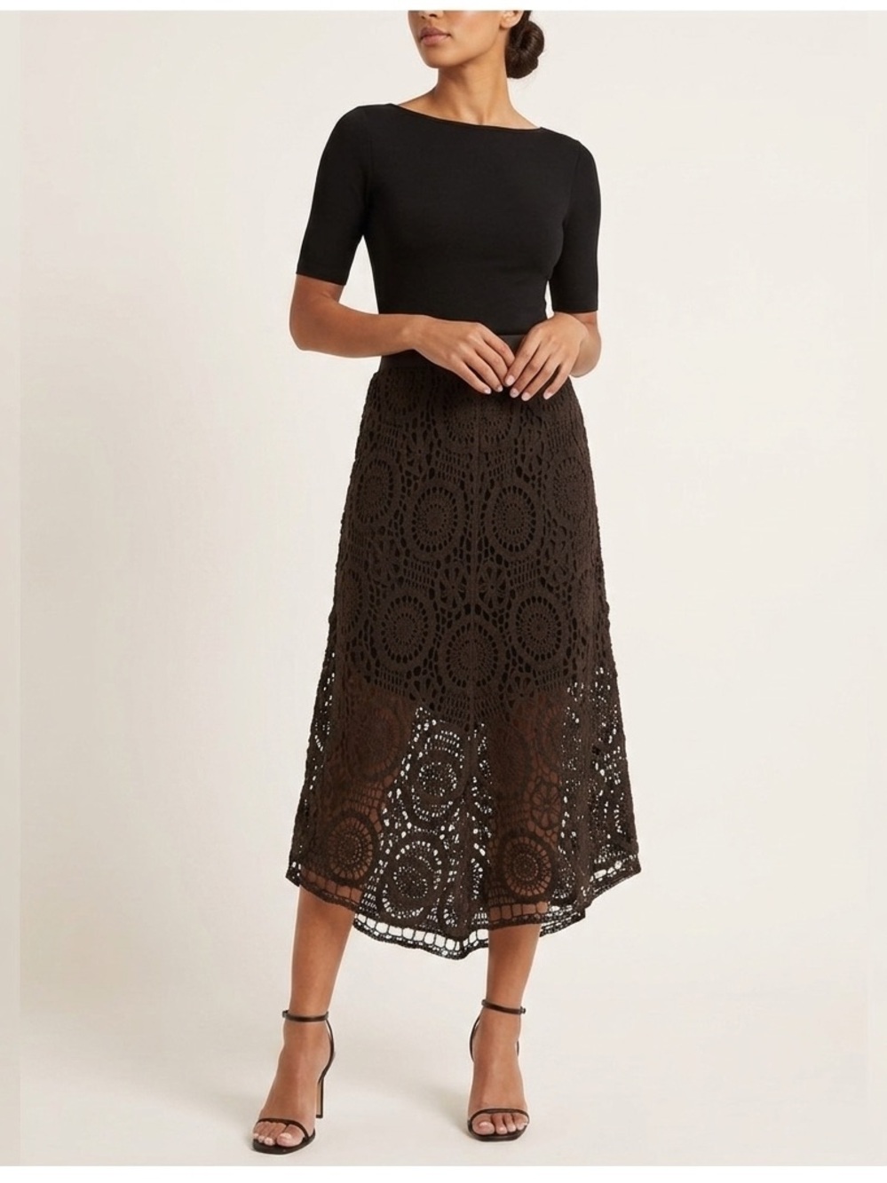 XCVI CROCHET RAGNA SKIRT, BLACK NWT